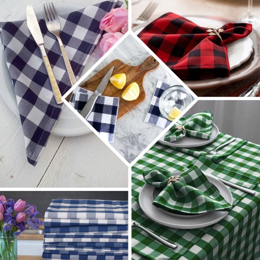  Buffalo Plaid Cloth Napkin Black White, Check Napkin