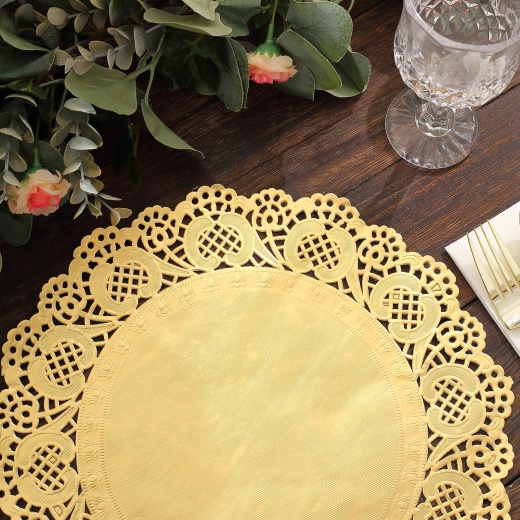 Paper Tableware Wedding Table  Gold Round Paper Doilies Doily - 50pcs Gold  Paper - Aliexpress
