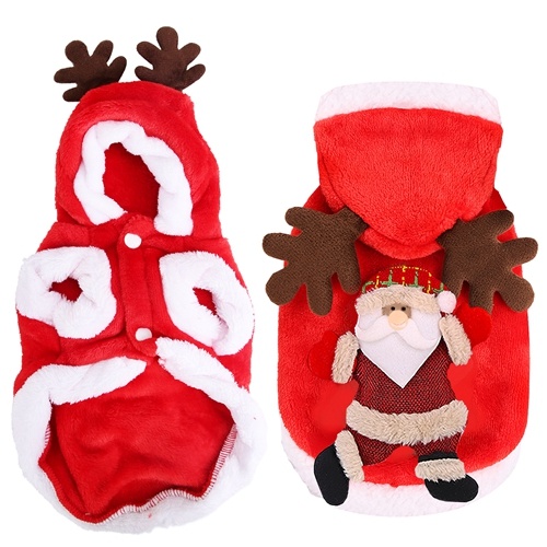 Imountek Pet Christmas Clothes: Santa Claus Reindeer Antlers Costume Winter Outfit