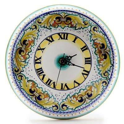 Deruta Vario Round Wall Clock Dec Foglie Verdi