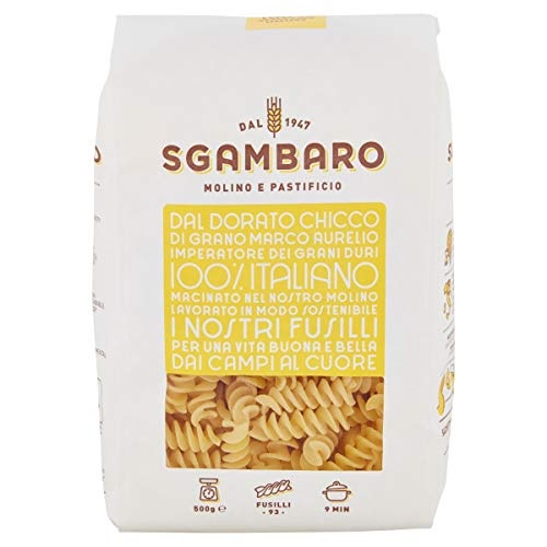 Sgambaro Pasta Fusilli 500 Gr - Authentic Italian Durum Wheat Pasta