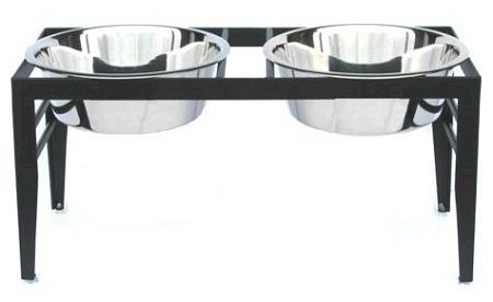 Chariot Double Elevated Dog Bowl - Small/Black