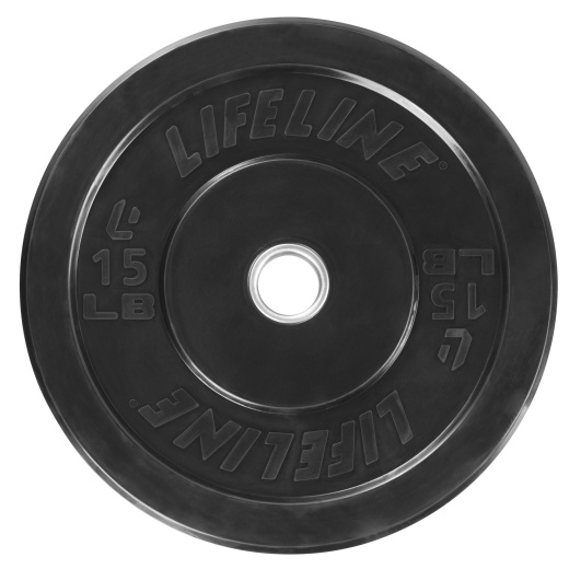 Lifeline Fitness Rubber Olympic Bumper Plates | Single| No-Bounce Floor Protection Rubber Wrap - 10/15/25/35/45Lb