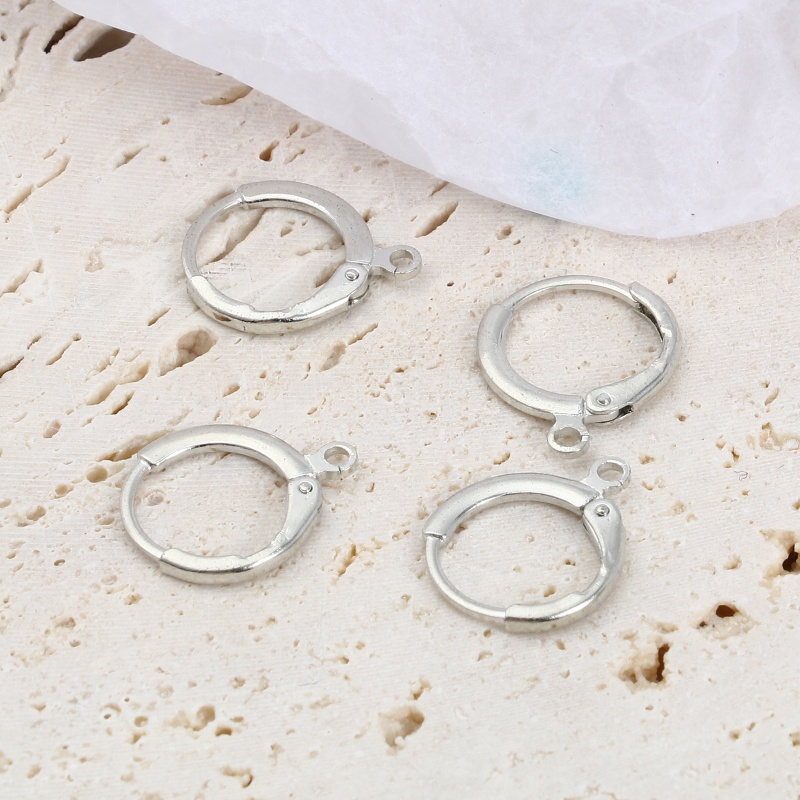 Copper Hoop Earrings Real Platinum Plated Circle Ring W/ Loop 16Mm X 13Mm, Post/ Wire Size: (21 Gauge), 6 Pcs
