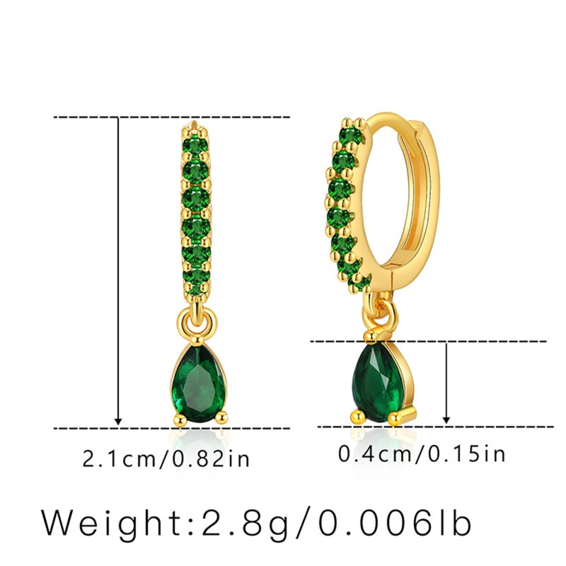 Eco-Friendly Exquisite Stylish 18K Real Gold Plated Copper & Cubic Zirconia Drop Earrings For Women 2.1Cm X 1Cm, 1 Pair