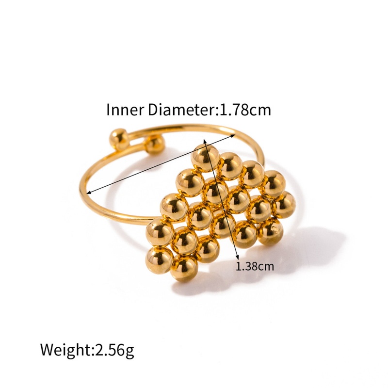 1 Piece Eco-Friendly Vacuum Plating Stylish Retro 18K Real Gold Plated 304 Stainless Steel Open Heart Rings For Women Party 18Mm(Us Size 7.75)