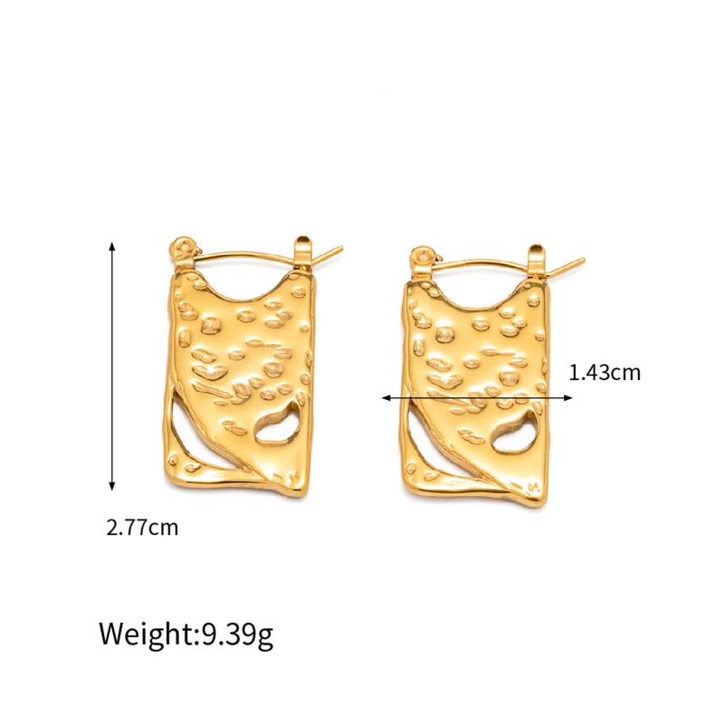 Eco-Friendly Stylish Simple 18K Real Gold Plated 304 Stainless Steel Rectangle Hollow Hoop Earrings For Women 2.7Cm X 1.4Cm, 1 Pair