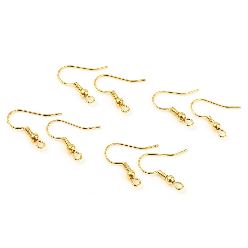 Copper Ear Wire Hooks Earring 18K Real Gold Plated W/ Loop 18Mm X 18Mm, Post/ Wire Size: (21 Gauge), 20 Pcs