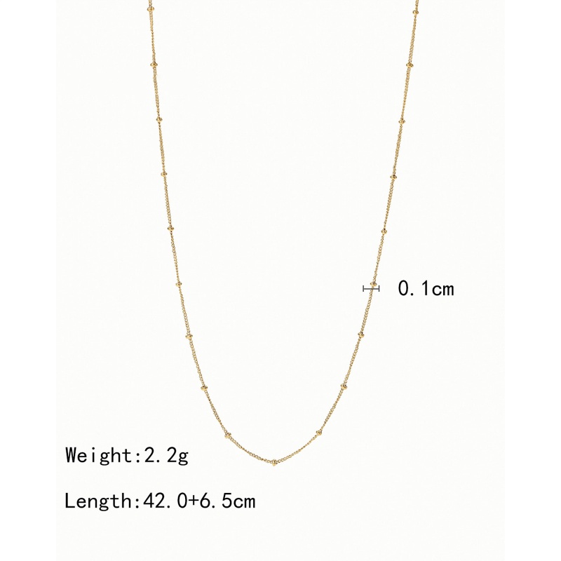 Eco-Friendly Simple & Casual Exquisite 18K Gold Plated 304 Stainless Steel Ball Chain Choker Necklace For Women 42Cm(16 4/8") Long, 1 Piece