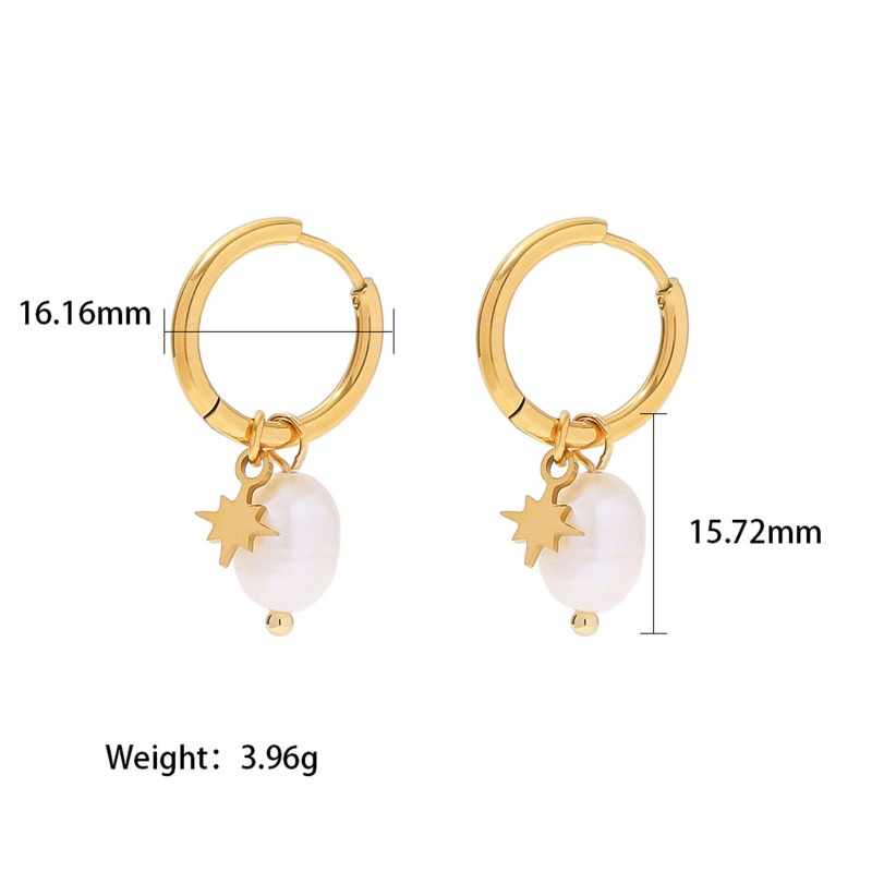Hypoallergenic Dainty Retro 18K Real Gold Plated 304 Stainless Steel & Natural Pearl Baroque Earrings For Women Anniversary 3.1Cm X 1.6Cm, 1 Pair