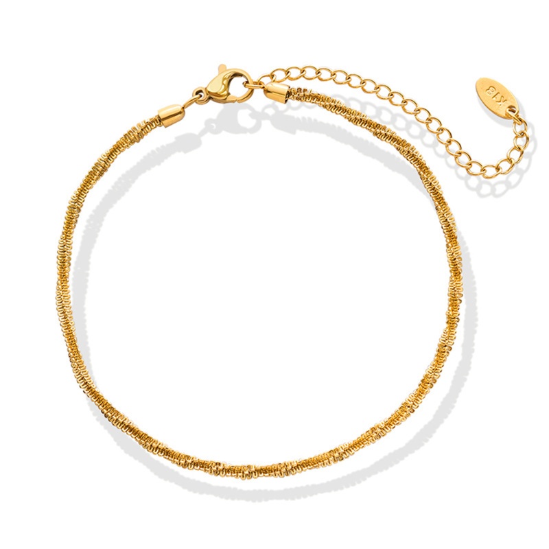 304 Stainless Steel Stylish Anklet Link Chain 18K Real Gold Plated 20Cm(7 7/8") Long, 1 Piece