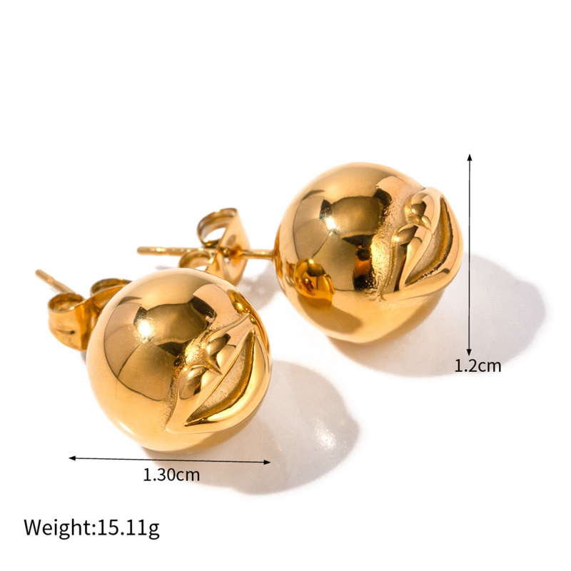 Eco-Friendly Vacuum Plating Stylish Ins Style 18K Real Gold Plated 304 Stainless Steel Lip Ear Post Stud Earrings For Women Party 1.3Cm X 1.2Cm, 1 Pair