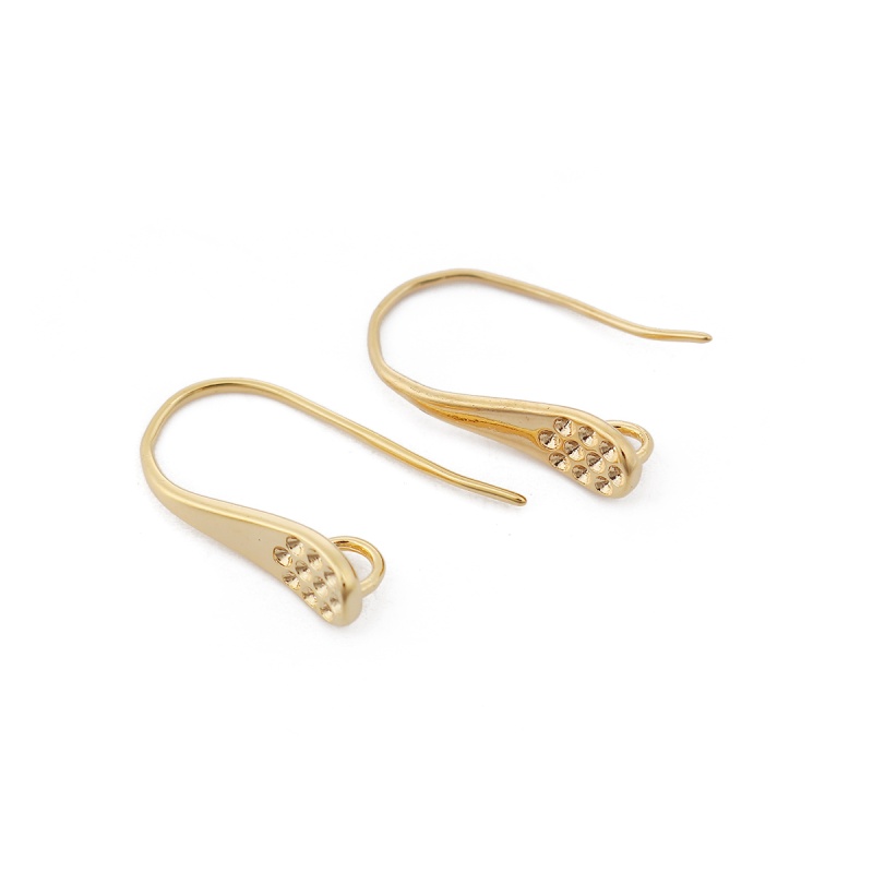 Copper Ear Wire Hooks Earring Findings 18K Real Gold Plated W/ Loop 17Mm( 5/8") X 10Mm( 3/8"), Post/ Wire Size: (21 Gauge), 4 Pcs