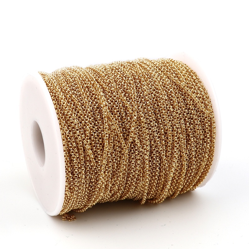 Copper Link Cable Chain Findings Real Gold Plated 2X2mm, 1 m