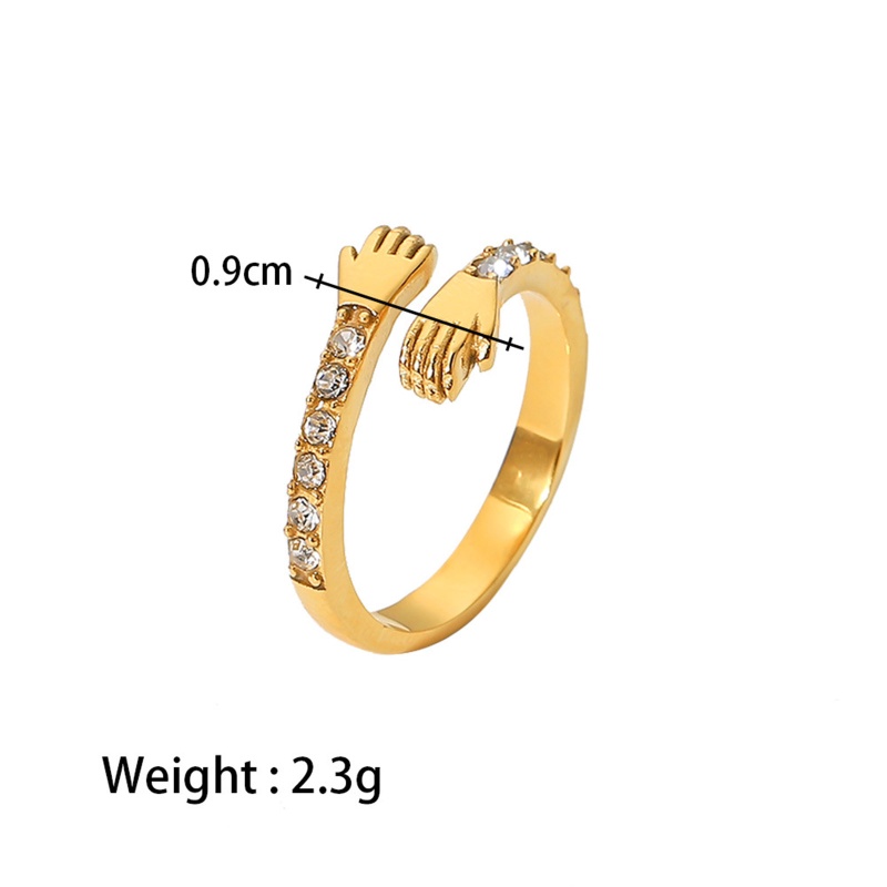 Eco-Friendly Exquisite Stylish 18K Real Gold Plated 304 Stainless Steel Open Adjustable Hand Rings For Women Mother's Day 17Mm(Us Size 6.5), 1 Piece