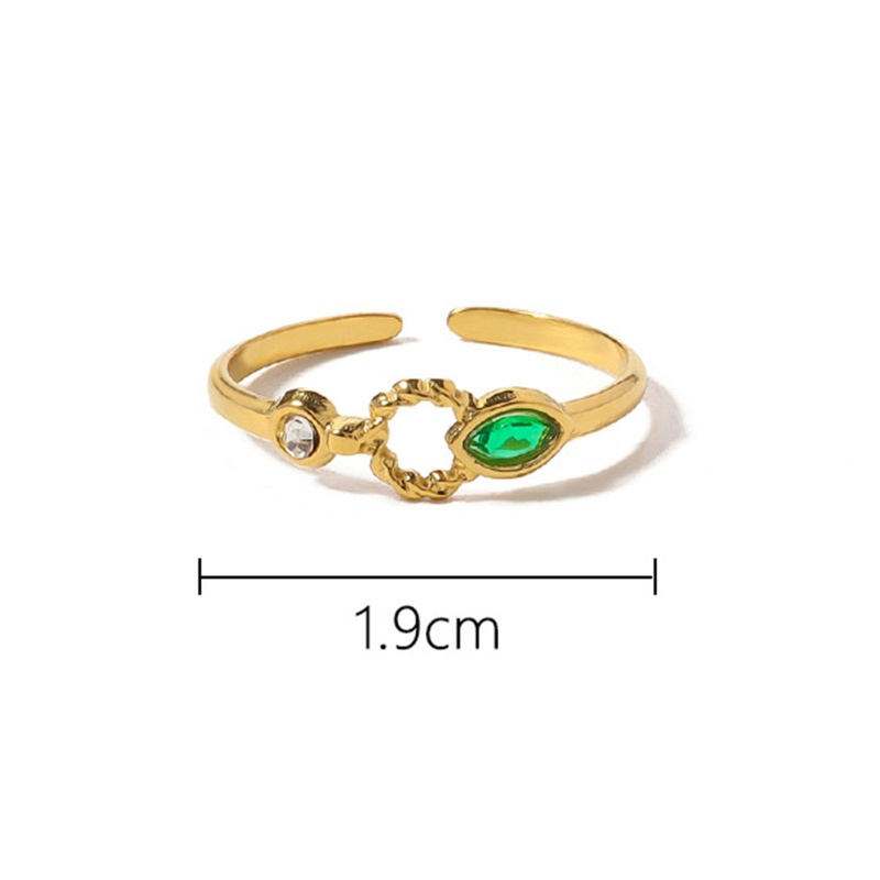 Eco-Friendly Exquisite Stylish 18K Gold Color 304 Stainless Steel & Cubic Zirconia Open Adjustable Circle Ring Oval Rings For Women Anniversary 19Mm(Us Size 9), 1 Piece
