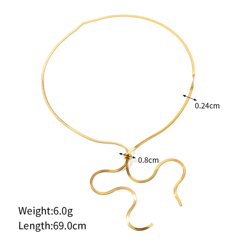 Eco-Friendly Vacuum Plating Stylish Simple 18K Real Gold Plated 304 Stainless Steel Snake Chain Adjustable Y Shaped Lariat Necklace For Women Party 69Cm(27 1/8") Long, 1 Piece