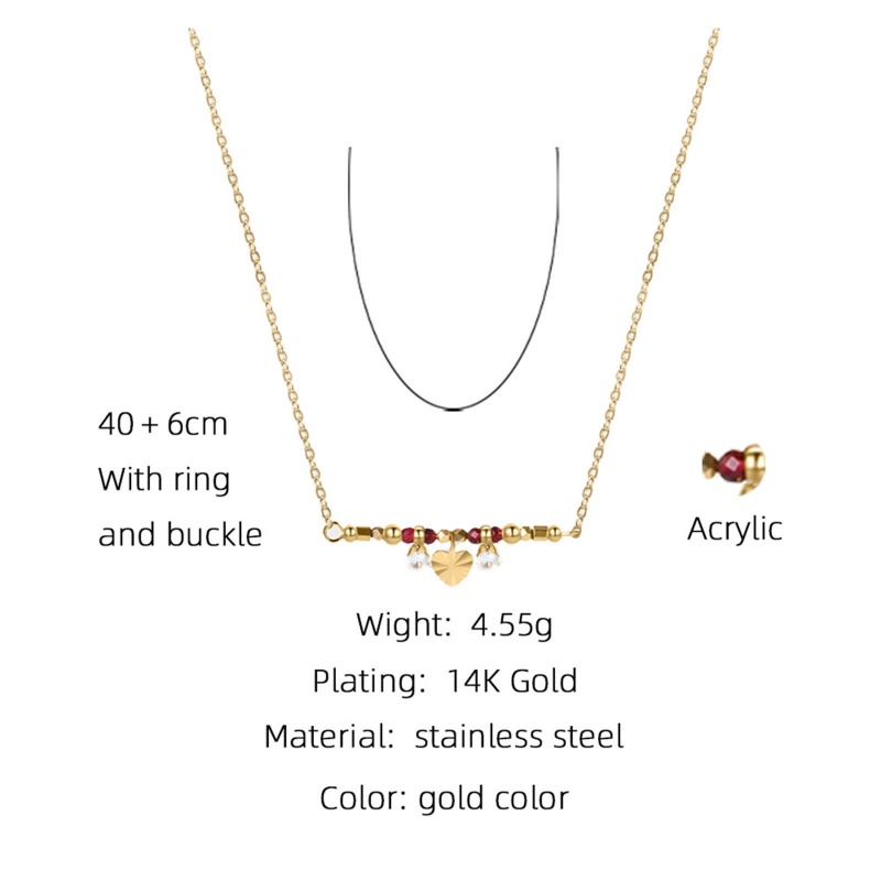 Eco-Friendly Vacuum Plating Simple & Casual Stylish 14K Real Gold Plated 304 Stainless Steel & Cubic Zirconia Link Cable Chain Heart Pendant Necklace For Women 40Cm(15 6/8") Long, 1 Piece