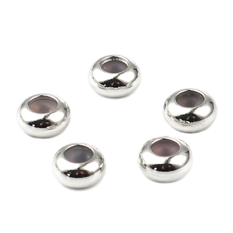 Copper Beads Round Real Platinum Plated About 6.5Mm Dia, Hole: Approx 1.2Mm, 5 Pcs