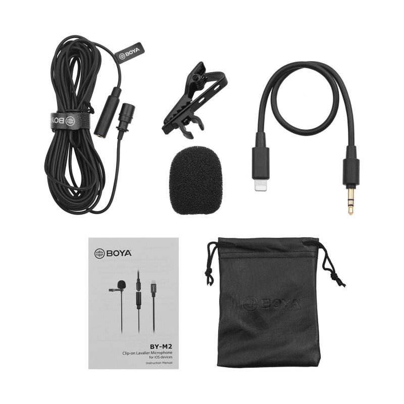 Boya Omnidirectional Condenser Clip-On Lavalier Microphone For Ios Devices