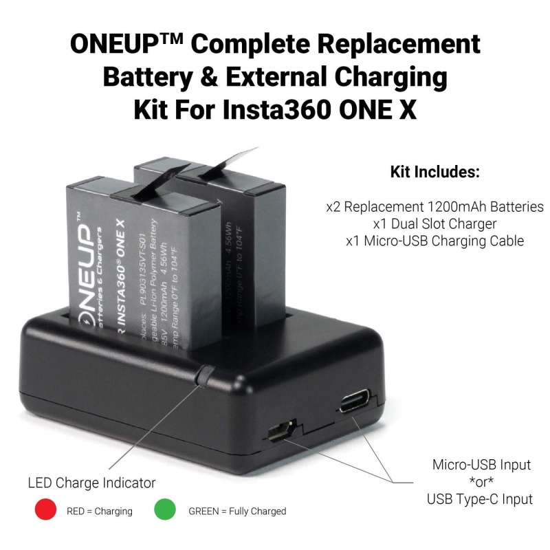 Oneup™ Battery And Charger Kit For Insta360 One x