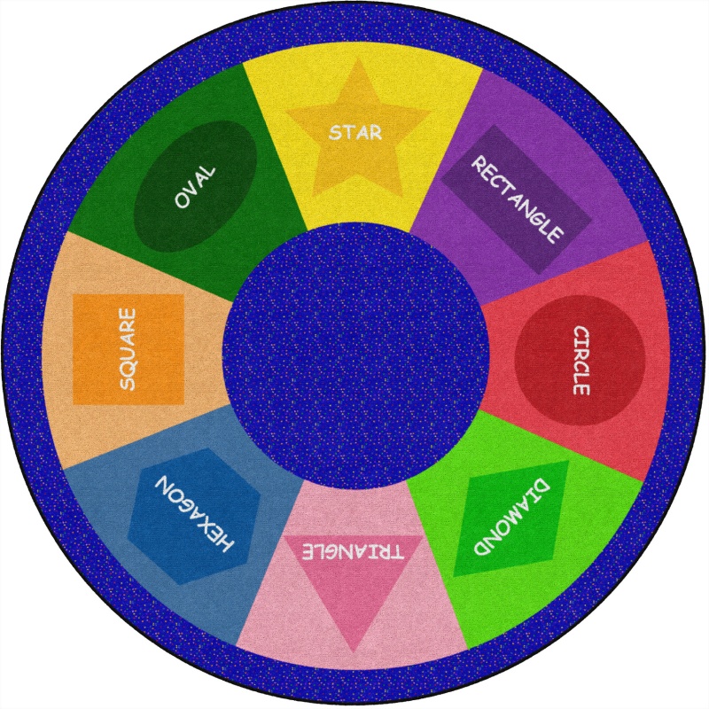 Shape Sorter 6' Round Rug
