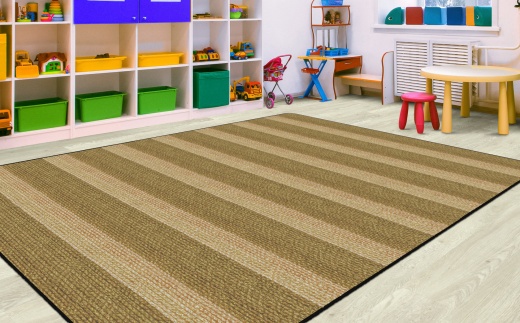 Cozy Basketweave Stripes 7'6X12 Classroom Rug