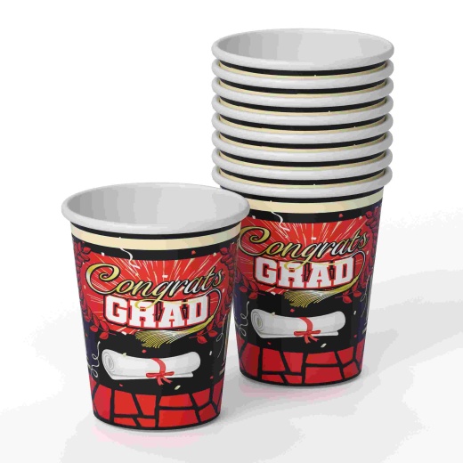 9 Oz. White/Red Graduation Cups | 24 Count