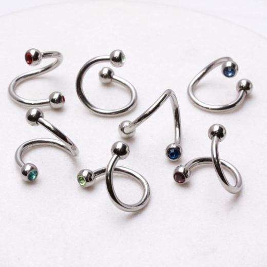 316L Surgical Steel Twist With Gemmed Balls