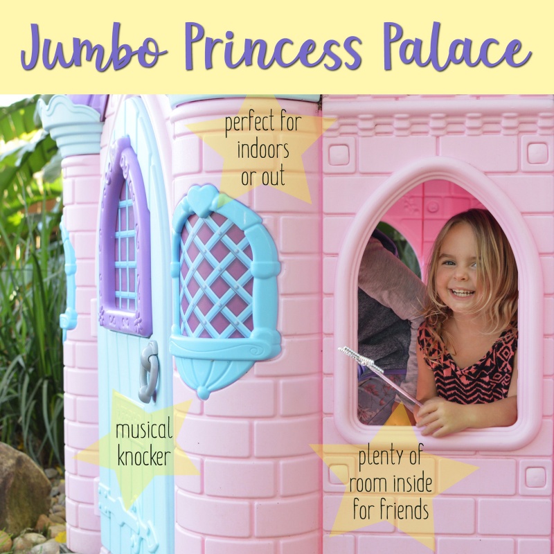 Jumbo Princess Palace Playhouse, Indoor/Outdoor Castle With Turrets And Flags