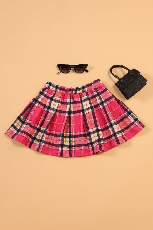 Mini Pleated World Skirt - Magenta