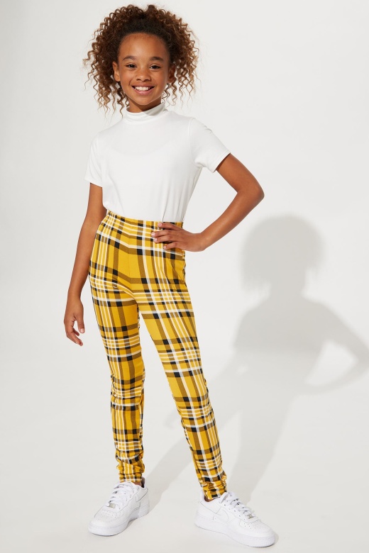 Mini Plaid It Out Leggings - Mustard/Combo
