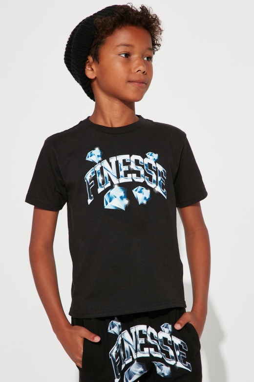 Mini Finesse Diamonds Short Sleeve Tee - Black