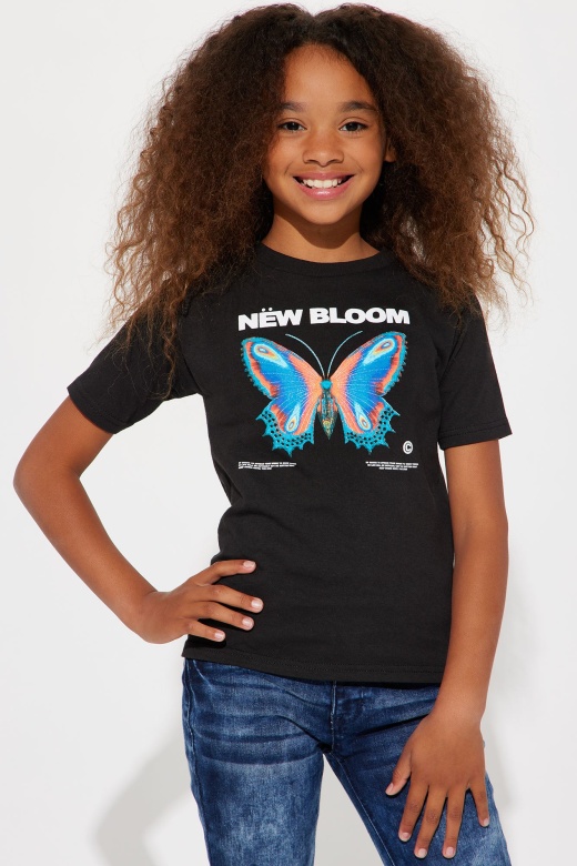 Mini Butterfly Graphic Short Sleeve Tee - Black