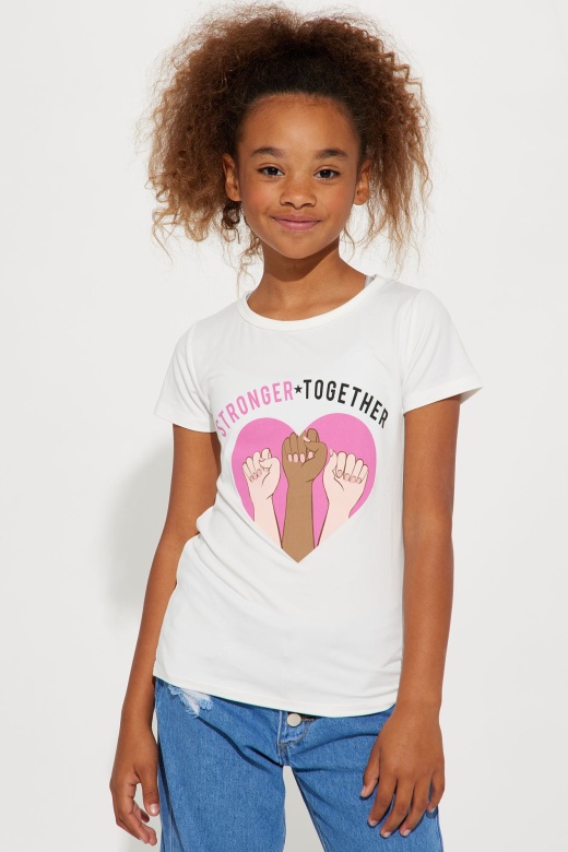Mini We're Stronger Together Top - Ivory