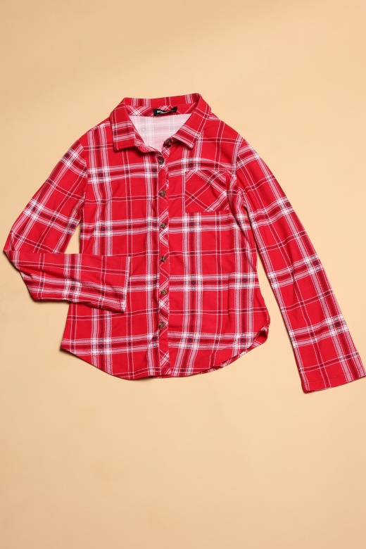 Mini Let's Roll Plaid Top - Red/Combo