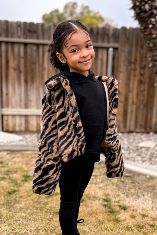 Mini She's Wild Faux Fur Jacket - Brown/Combo