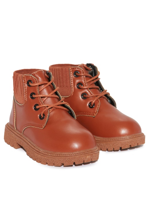 Mini Foot Print Combat Boots - Brown