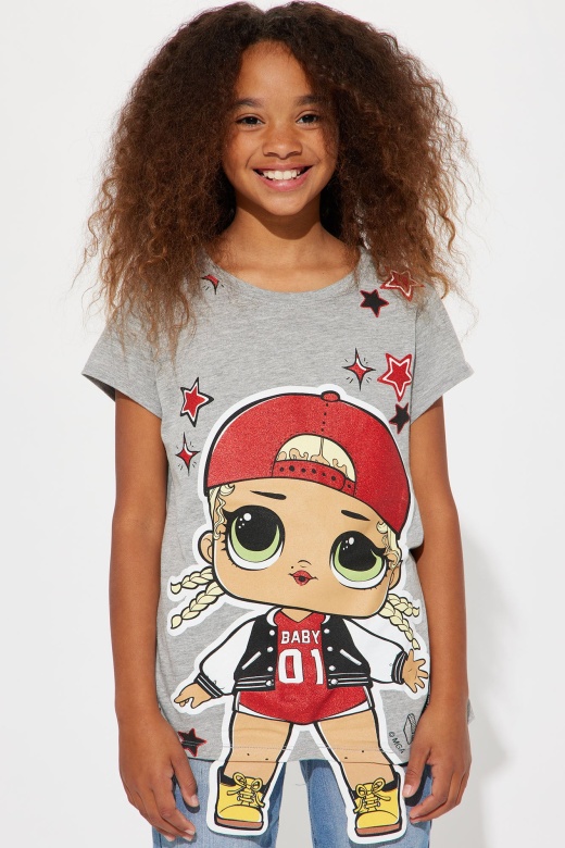 Mini Off The Page LOL Short Sleeve Tee - Heather Grey