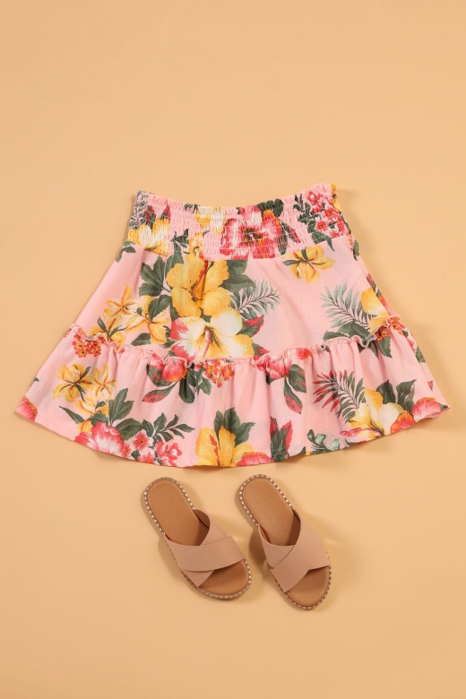 Mini A Vibe Tiered Skirt - Blush