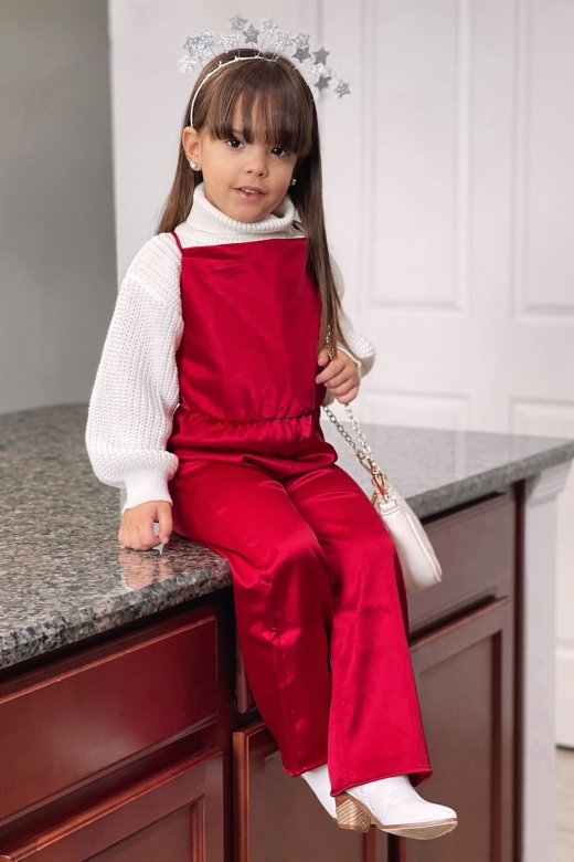 Mini Satin The Mood Jumpsuit - Red