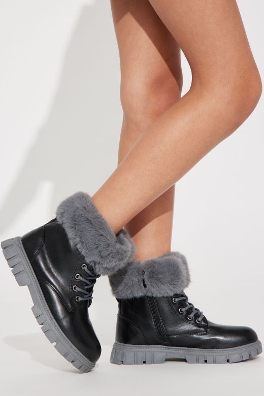Mini Furreal Combat Boots - Black