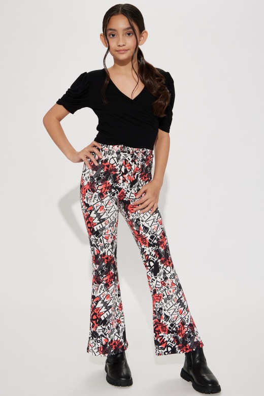 Mini Say It Loud Flare Pant Set - Black/Combo