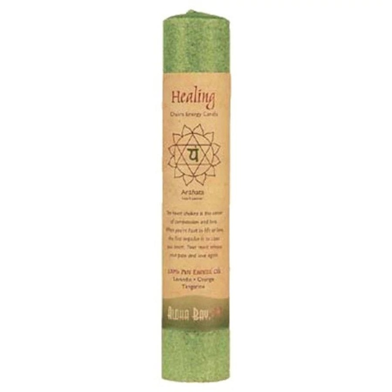 Aloha Bay Green Healing Chakra Energy Pillar Candle 8"