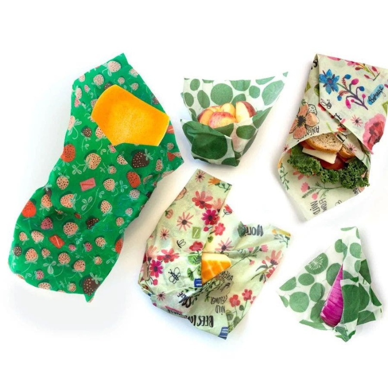 Z Wraps 5-Pack Assorted Prints Beeswax Wraps (2) Small, (2) Medium And (1) Large