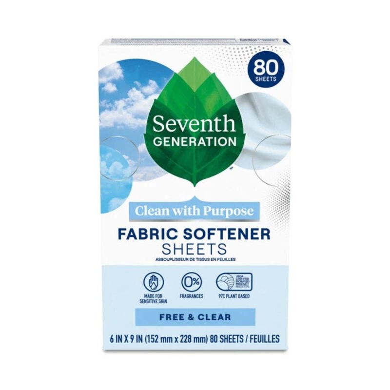 Seventh Generation Free & Clear Natural Fabric Softener Sheets 80 Count