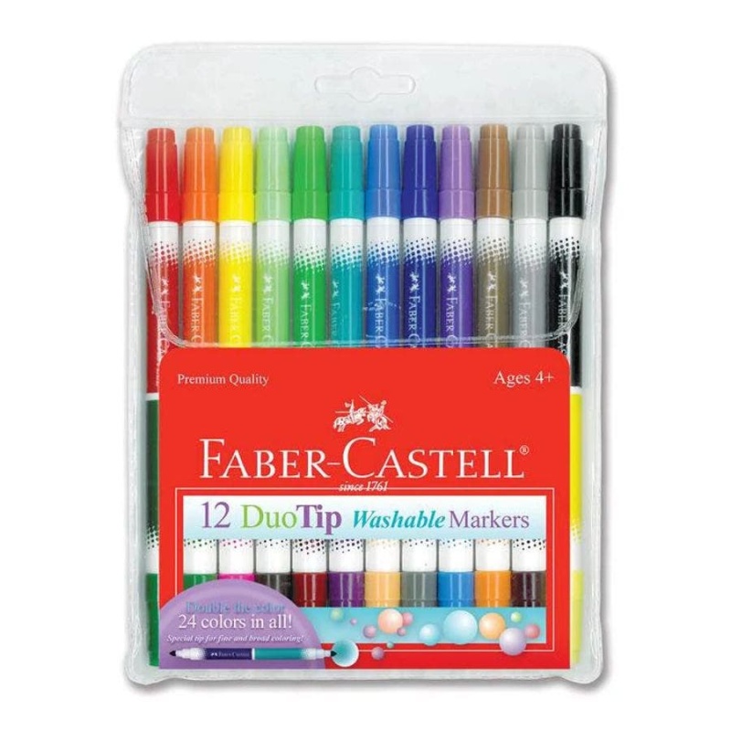 Faber Castell DuoTip Washable Markers - 12 Count