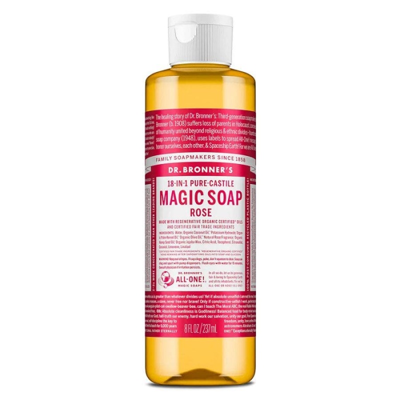 Dr. Bronner's 18-In-1 Pure-Castile Rose Magic Soap 8 Fl. Oz