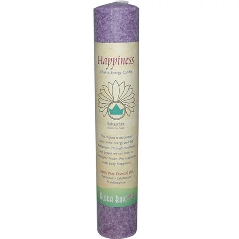 Aloha Bay Violet Happiness Chakra Energy Pillar Candle 8"