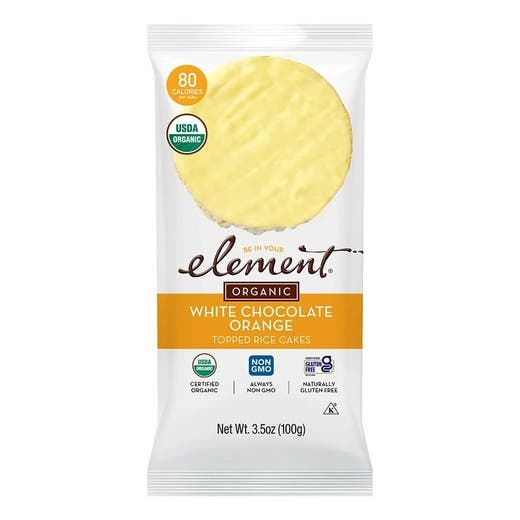 Element Snacks White Chocolate Vanilla Orange Topped Rice Cakes 3.5 Oz